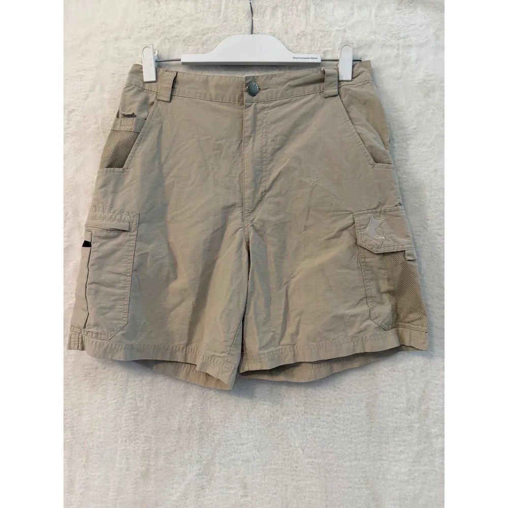 Reel Legends Cargo Fishing Shorts Mens Small Tan Khaki Ripstop Hiking Outdoor S
